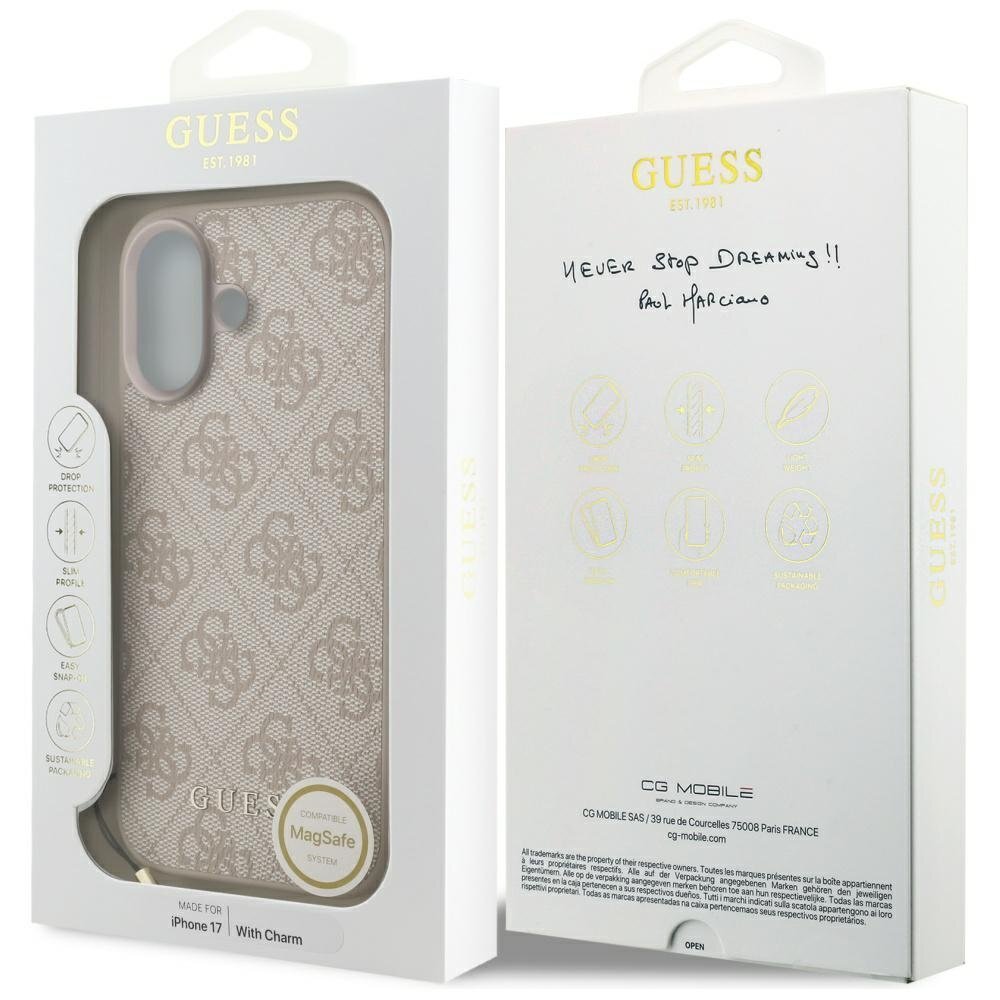 iPhone 17 Guess 4G Charms Collection dėklas su MagSafe – rožinis 6