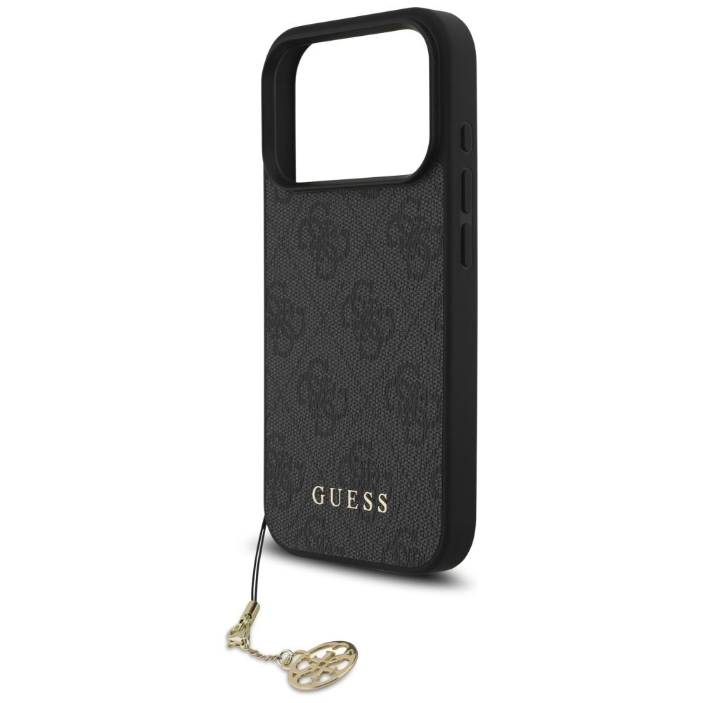 iPhone 17 Pro dėklas Guess 4G Charms Collection, MagSafe – juodas 4