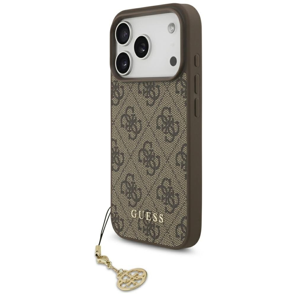 iPhone 17 Pro dėklas Guess 4G Charms Collection, MagSafe – rudas