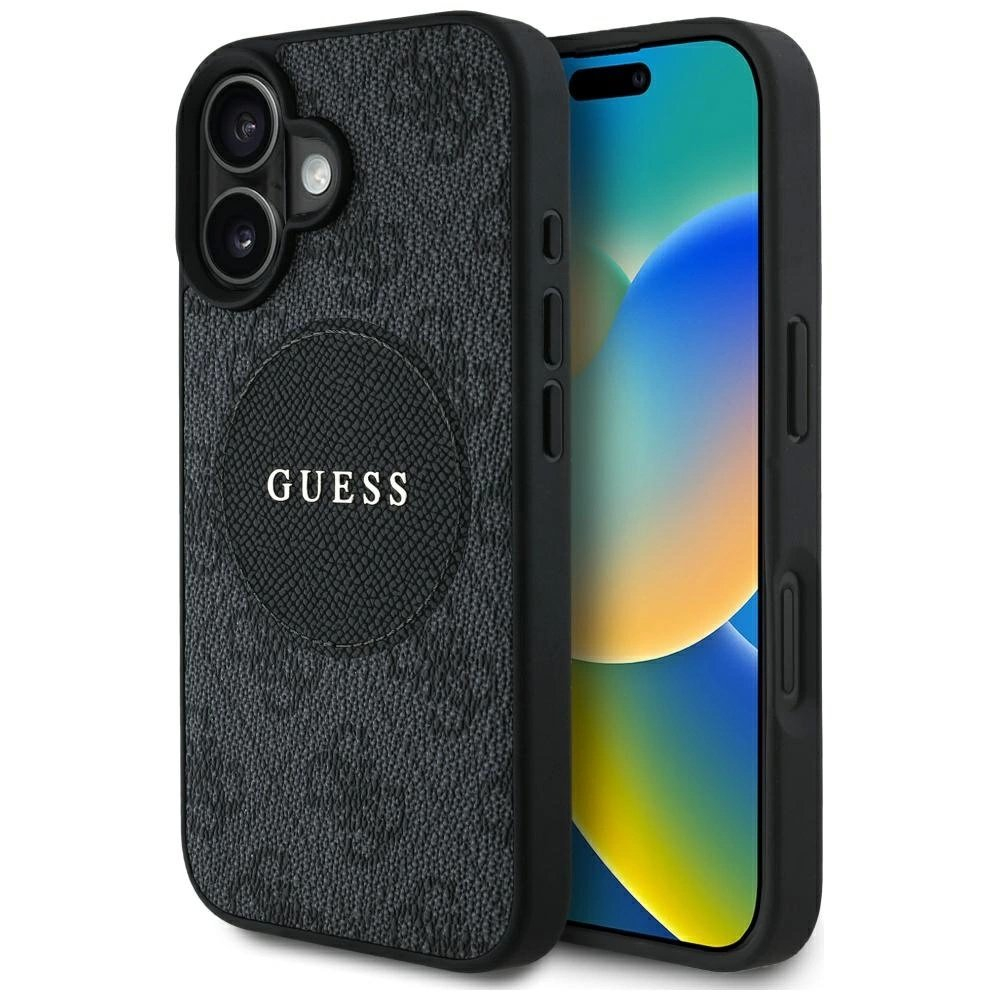 iPhone 16 – Guess 4G Circle Classic Logo MagSafe dėklas - Juodas iPhone 16 – Guess 4G Circle Classic Logo MagSafe dėklas - Juodas