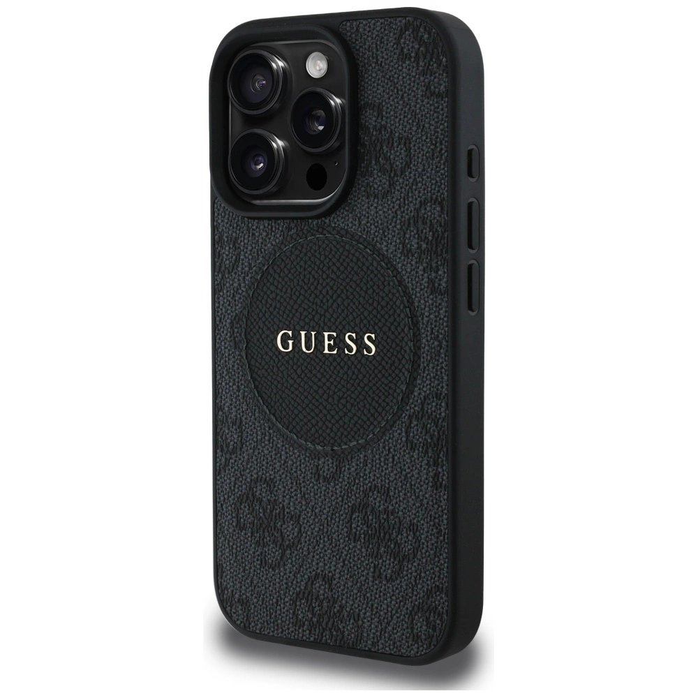 iPhone 16 Pro – Guess 4G Circle Classic Logo MagSafe dėklas - Juodas 1