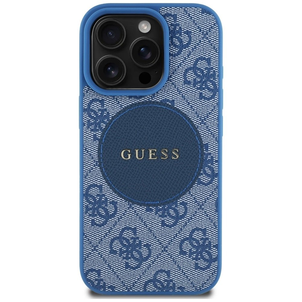 iPhone 16 Pro – Guess 4G Circle Classic Logo MagSafe dėklas - Mėlynas 2