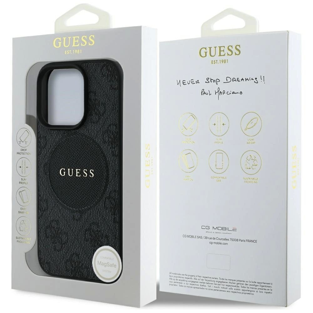 iPhone 16 Pro Max – Guess 4G Circle Classic Logo MagSafe dėklas - Juodas 7