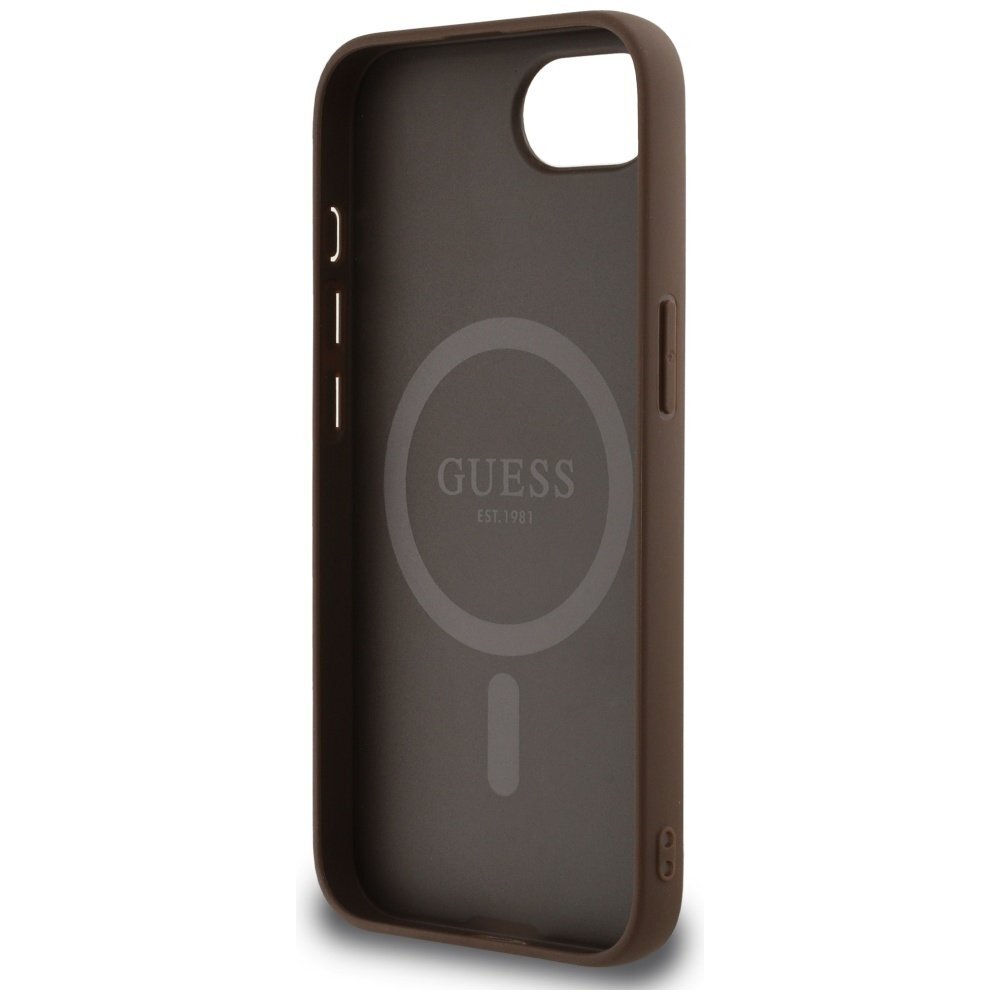 iPhone 16e Guess 4G Circle Classic Logo MagSafe dėklas – rudas 6