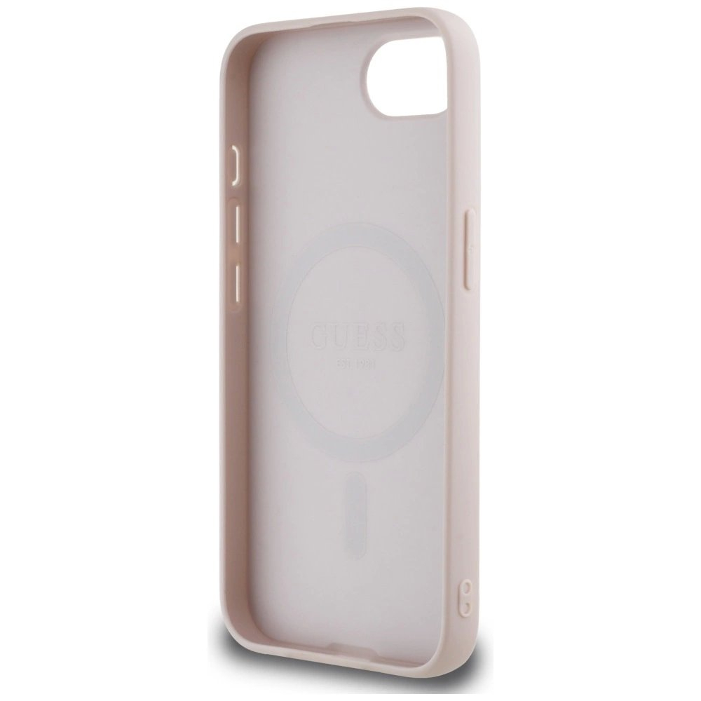 Guess 4G Circle Classic Logo MagSafe Dėklas skirtas iPhone 16e - Rožinis 6