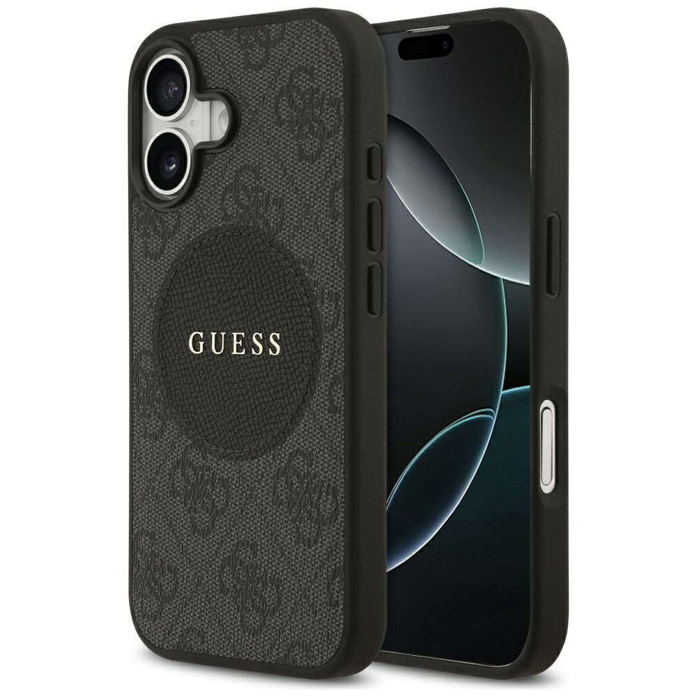 iPhone 17 Guess 4G Circle Classic Logo dėklas su MagSafe – juodas
