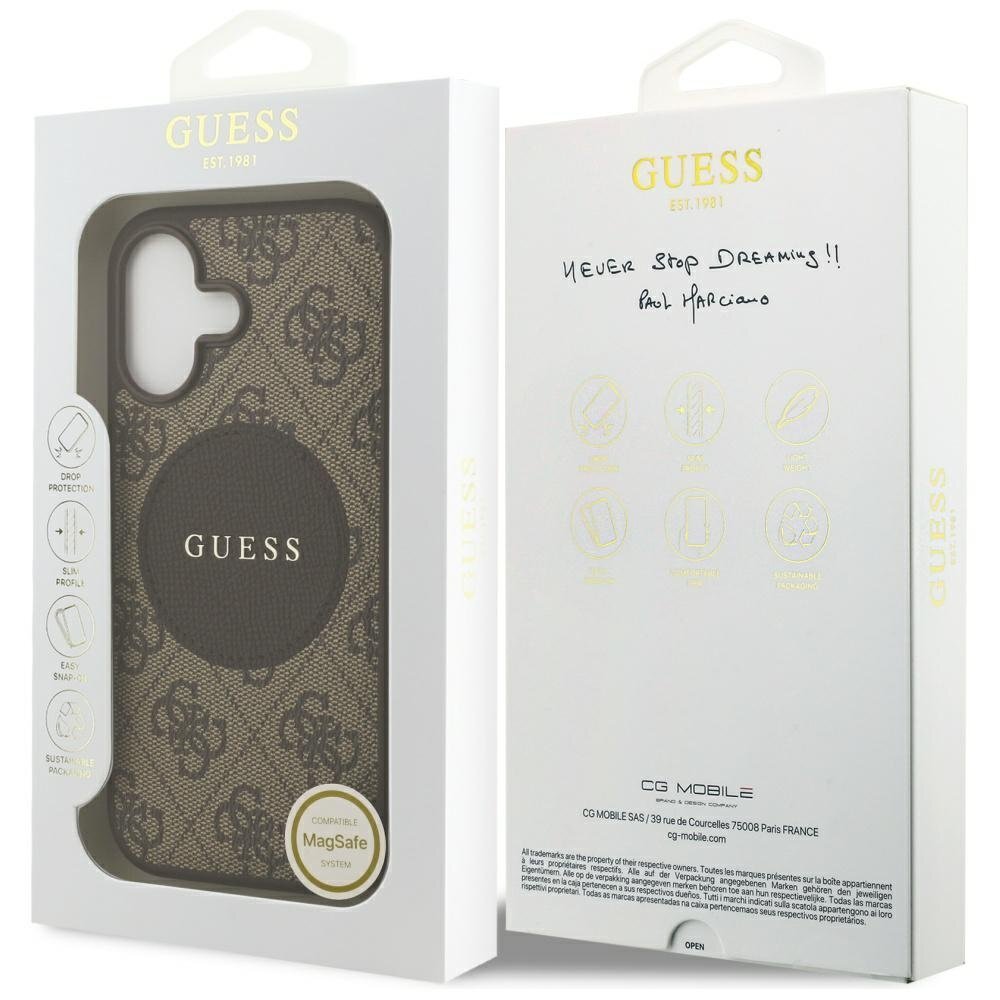 iPhone 17 Guess 4G Circle Classic Logo MagSafe dėklas – rudas 7