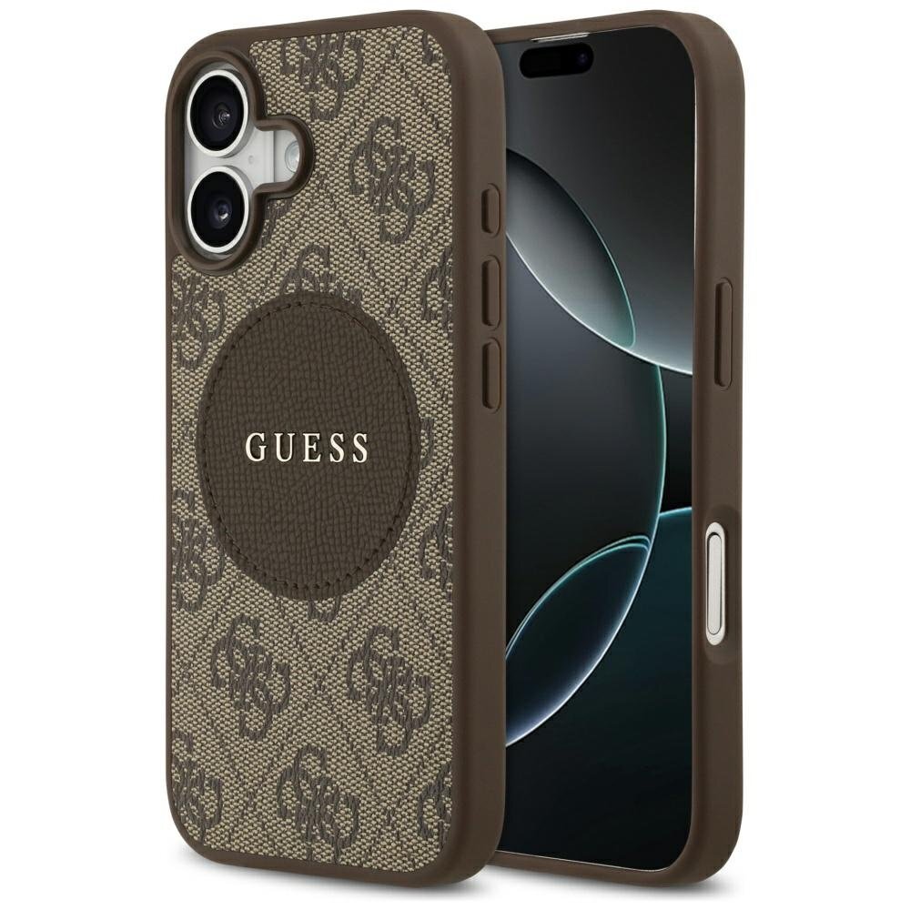 iPhone 17 Guess 4G Circle Classic Logo MagSafe dėklas – rudas