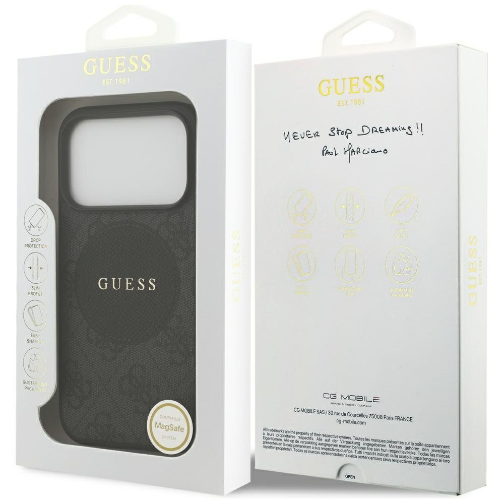 iPhone 17 Pro dėklas Guess 4G Circle Classic Logo MagSafe – rožinis 7