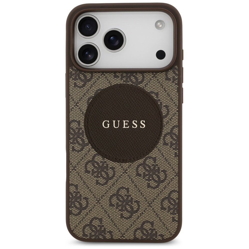 iPhone 17 Pro Max Guess 4G Circle Classic Logo dėklas su MagSafe – rudas 2