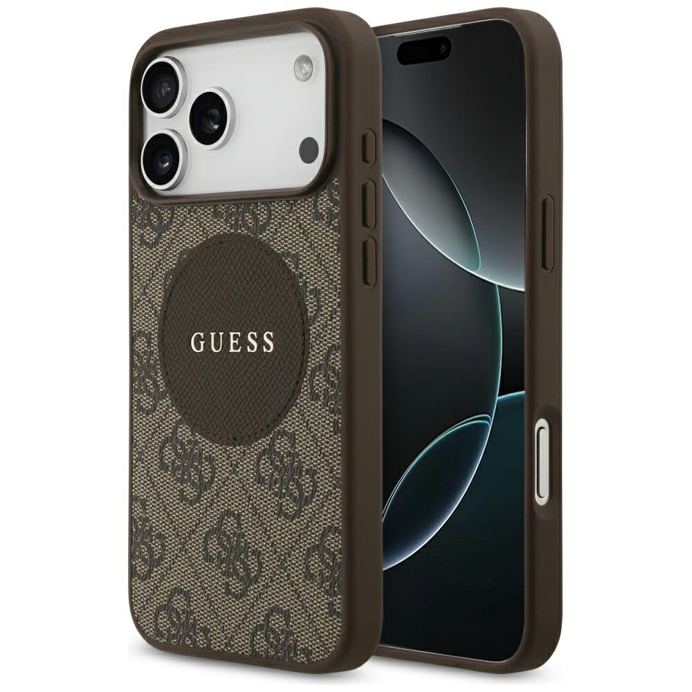 iPhone 17 Pro Max Guess 4G Circle Classic Logo dėklas su MagSafe – rudas iPhone 17 Pro Max Guess 4G Circle Classic Logo dėklas su MagSafe – rudas