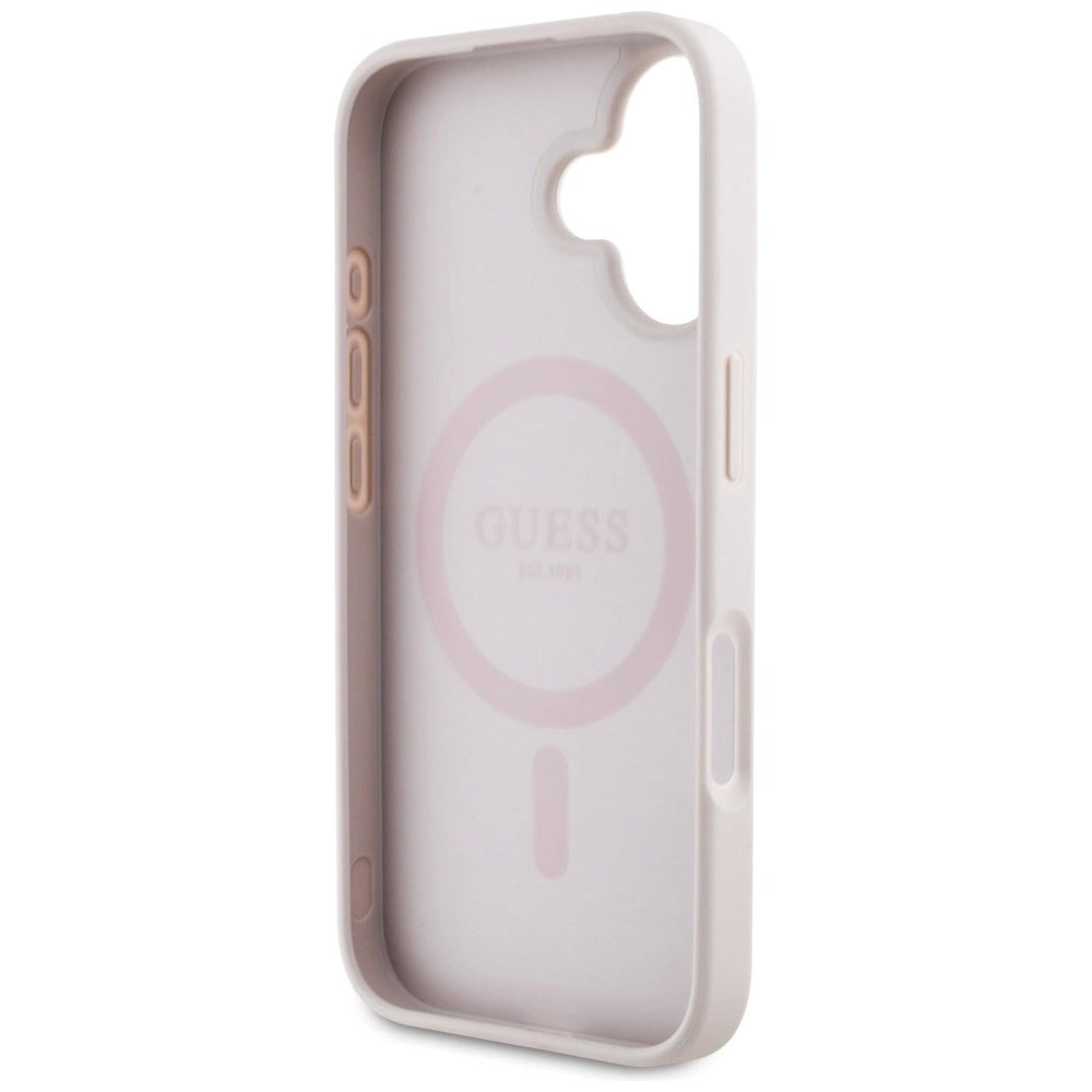 iPhone 16 – Guess 4G Circle Classic Logo MagSafe dėklas - Rožinis 6