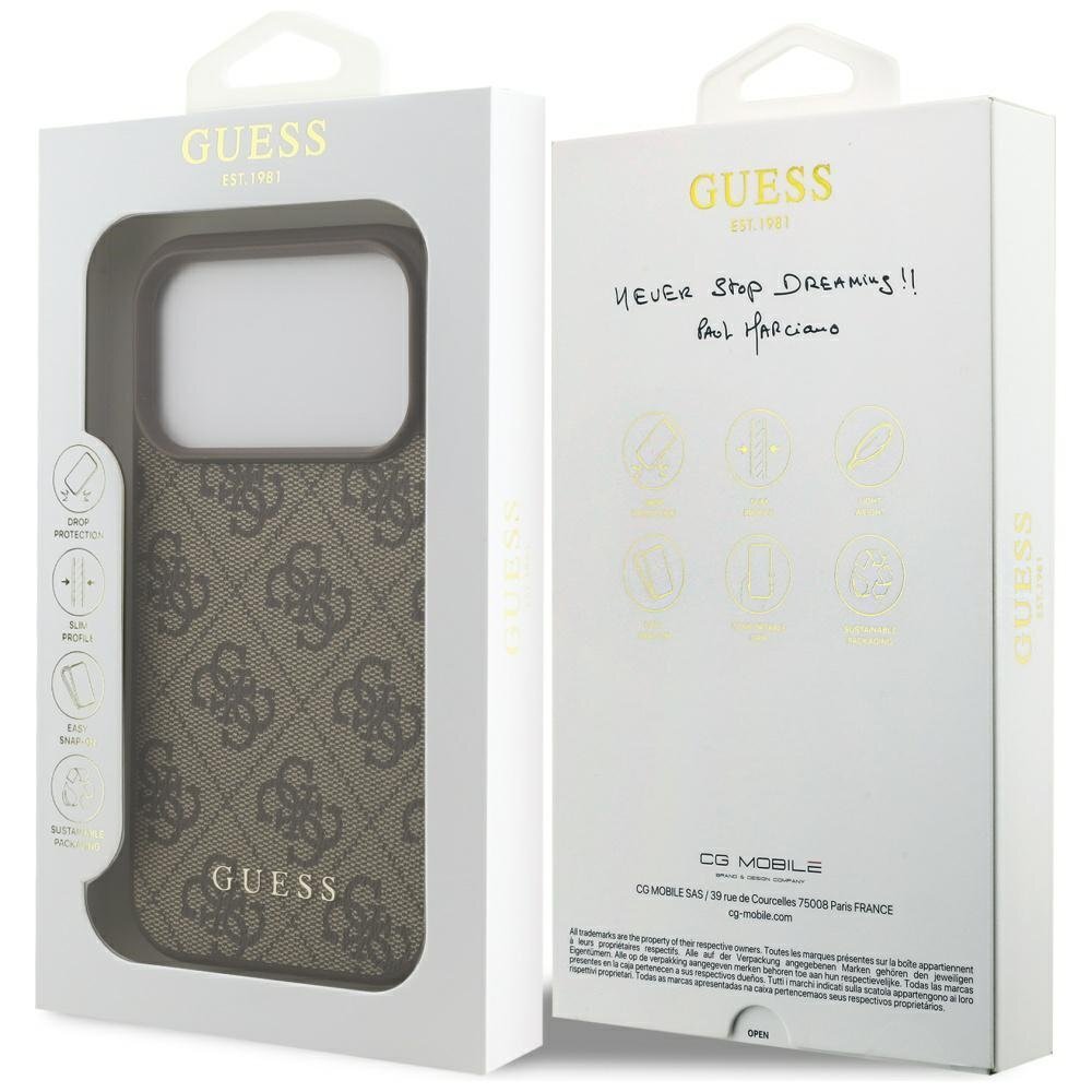 iPhone 17 Pro dėklas Guess 4G Classic – rudas 7 iPhone 17 Pro dėklas Guess 4G Classic – rudas 7