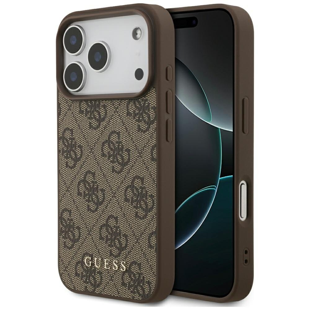 iPhone 17 Pro dėklas Guess 4G Classic – rudas iPhone 17 Pro dėklas Guess 4G Classic – rudas