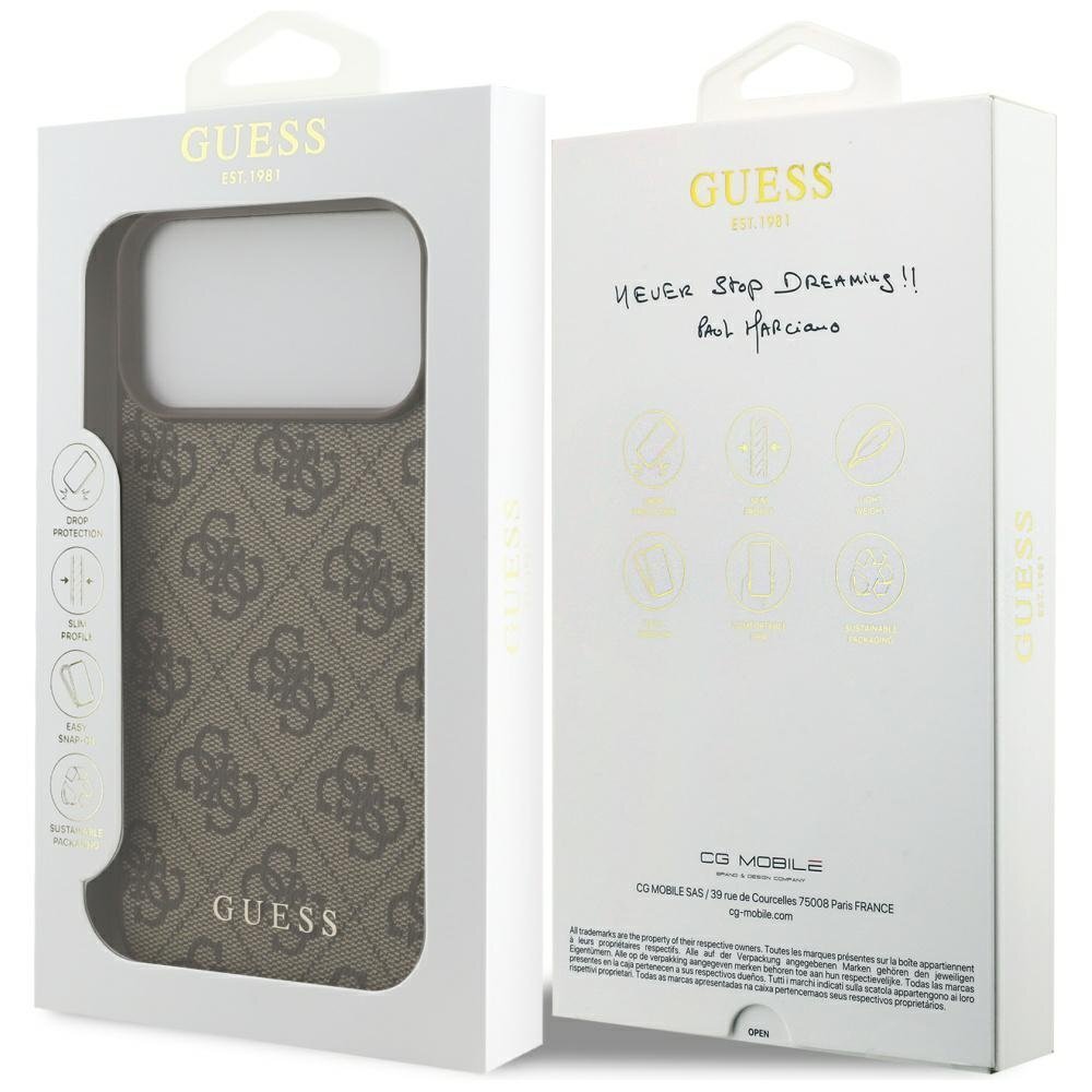 iPhone 17 Pro Max dėklas Guess 4G Classic – rudas 7 iPhone 17 Pro Max dėklas Guess 4G Classic – rudas 7