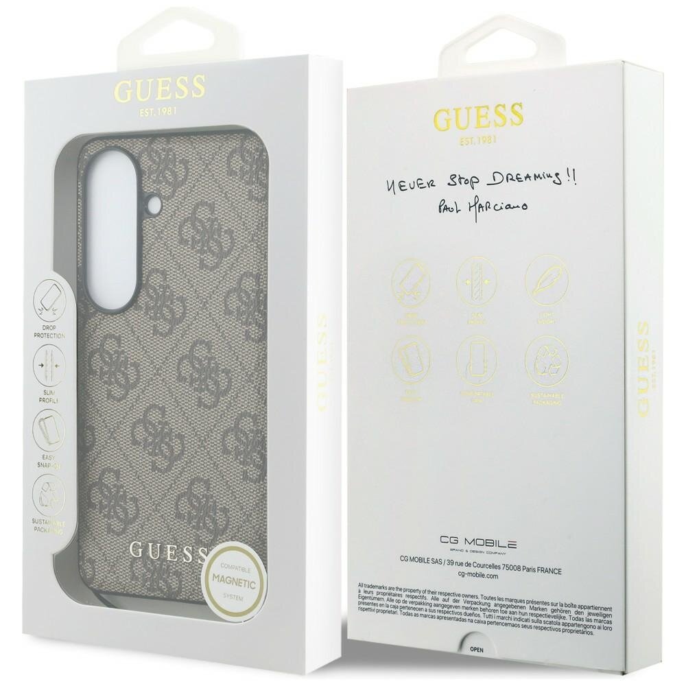 Samsung Galaxy S26 Guess 4G Classic Logo Charm MagSafe dėklas – rudas 6