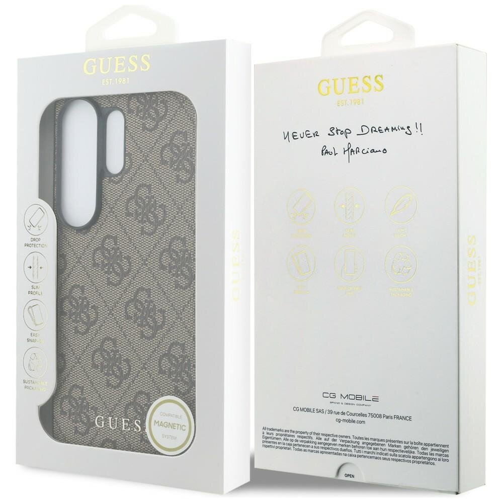 Samsung Galaxy S26 Ultra Guess 4G Classic Logo Charm MagSafe dėklas – rudas 6