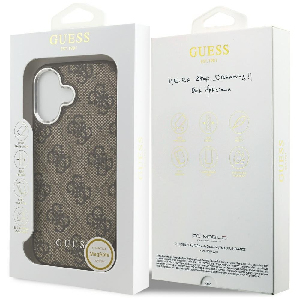 iPhone 17 Guess 4G Classic Logo MagSafe dėklas – rudas 7