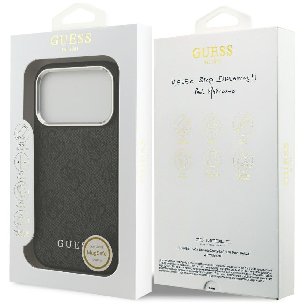 iPhone 17 Pro Guess 4G Classic Logo MagSafe dėklas – juodas 7