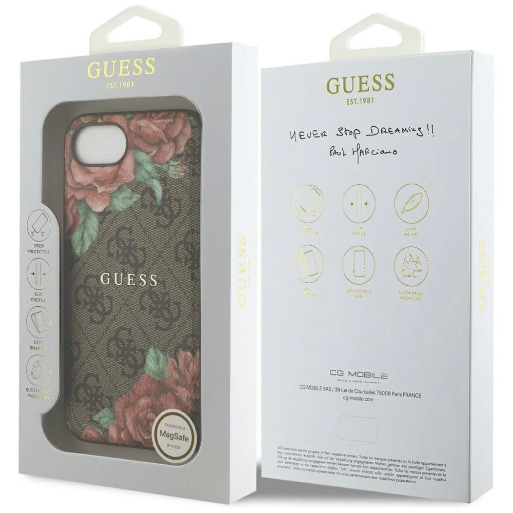 iPhone 16e – Guess 4G Flowers Print MagSafe dėklas - Rudas 7