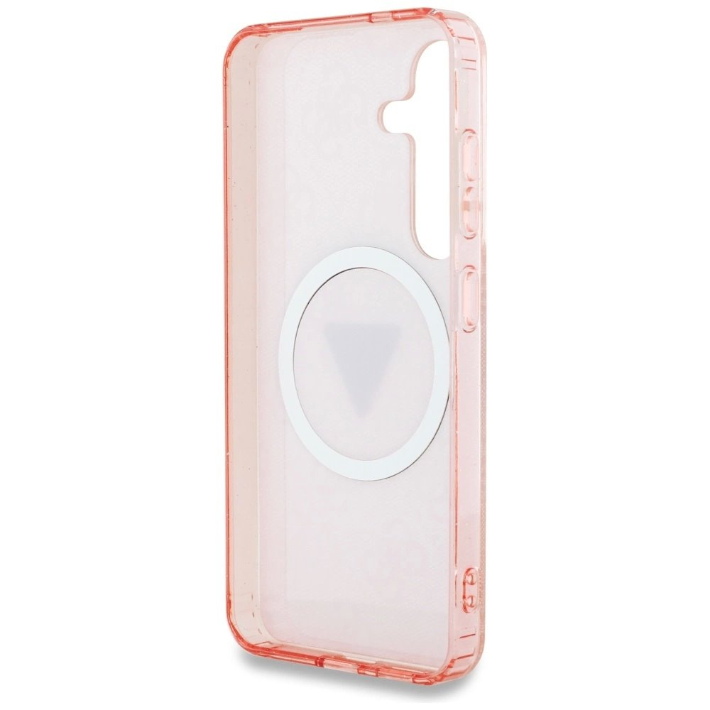 Guess 4G Glitter Triangle Buttons MagSafe Dėklas Samsung Galaxy S25 Rožinis 6 Guess 4G Glitter Triangle Buttons MagSafe Dėklas Samsung Galaxy S25 Rožinis 6