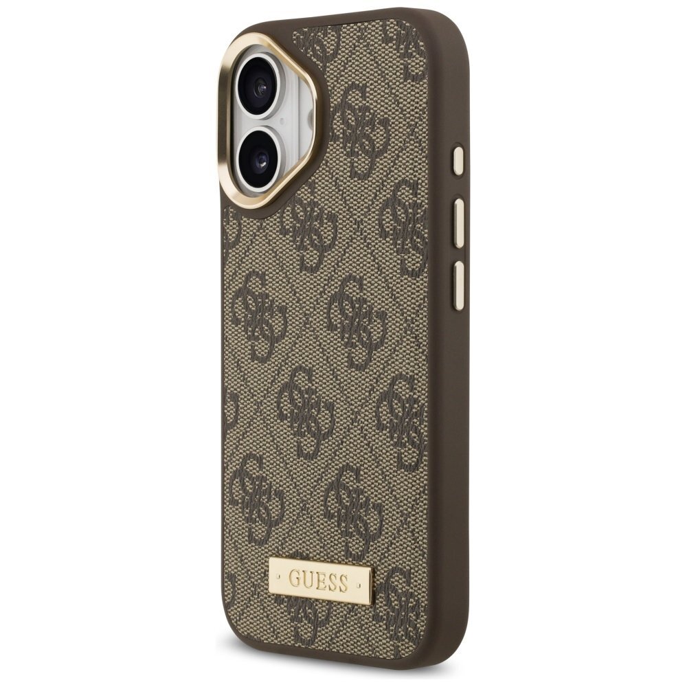 iPhone 17 Guess 4G Logo Plate MagSafe dėklas – rudas 1 iPhone 17 Guess 4G Logo Plate MagSafe dėklas – rudas 1