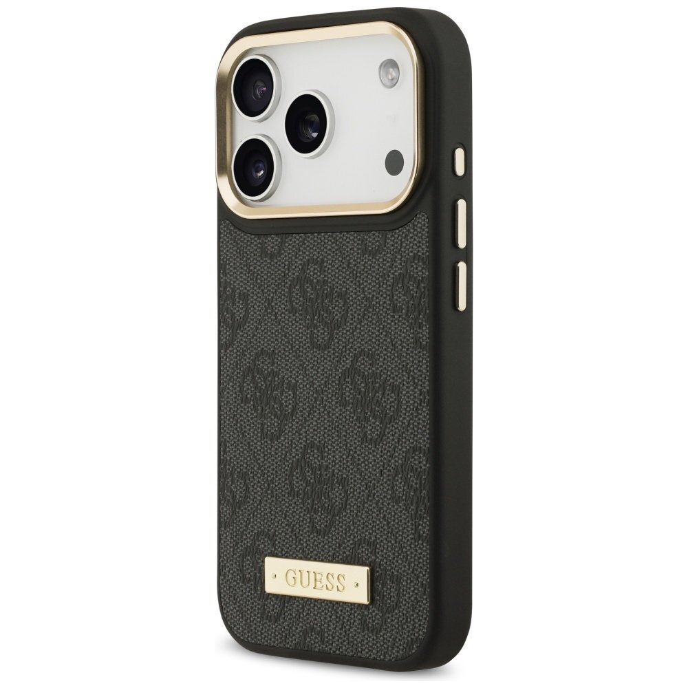 iPhone 17 Pro Guess 4G Logo Plate MagSafe dėklas – juodas 1