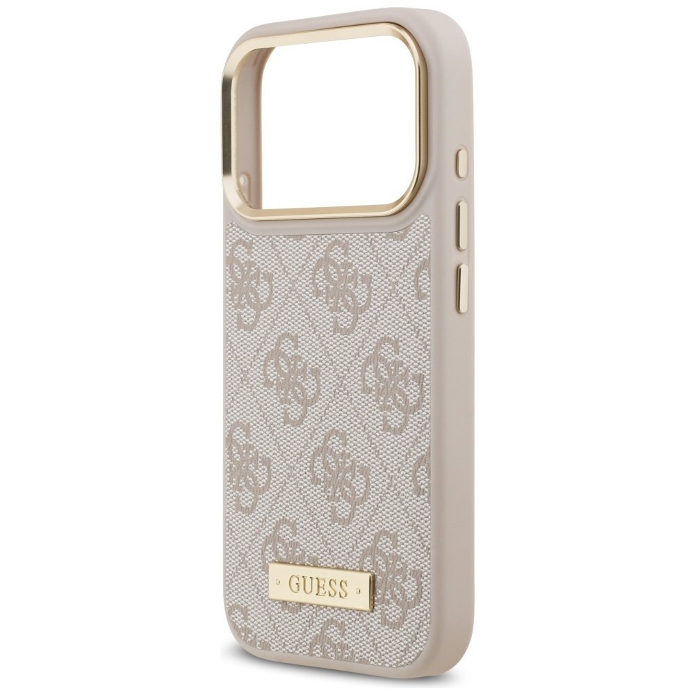 iPhone 17 Pro Guess 4G Logo Plate MagSafe dėklas – rožinis 5 iPhone 17 Pro Guess 4G Logo Plate MagSafe dėklas – rožinis 5