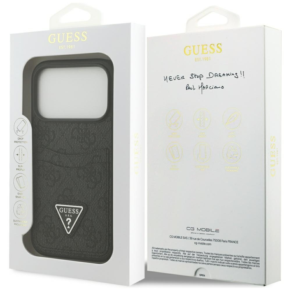 iPhone 17 Pro Guess 4G Nauble Card Triangle dėklas – juodas 7