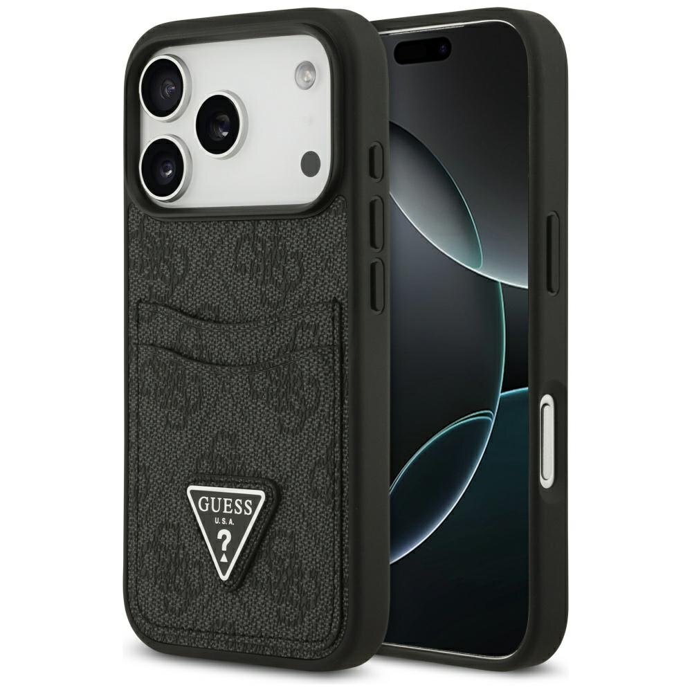 iPhone 17 Pro Guess 4G Nauble Card Triangle dėklas – juodas iPhone 17 Pro Guess 4G Nauble Card Triangle dėklas – juodas