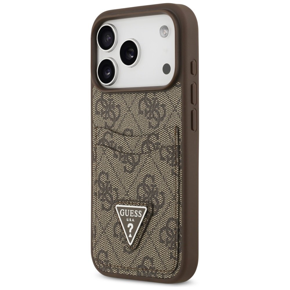 iPhone 17 Pro Guess 4G Nauble Card Triangle dėklas – rudas 1