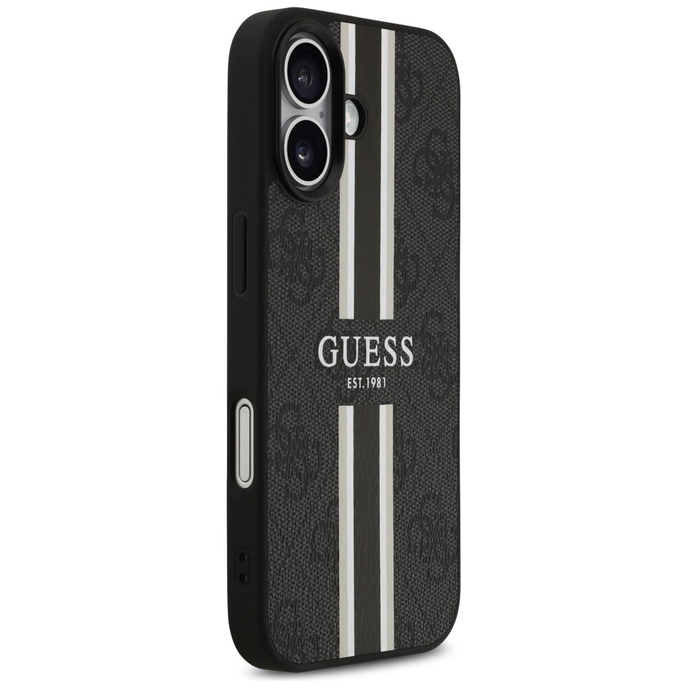 iPhone 17 Guess 4G Printed Stripes MagSafe dėklas – juodas 3