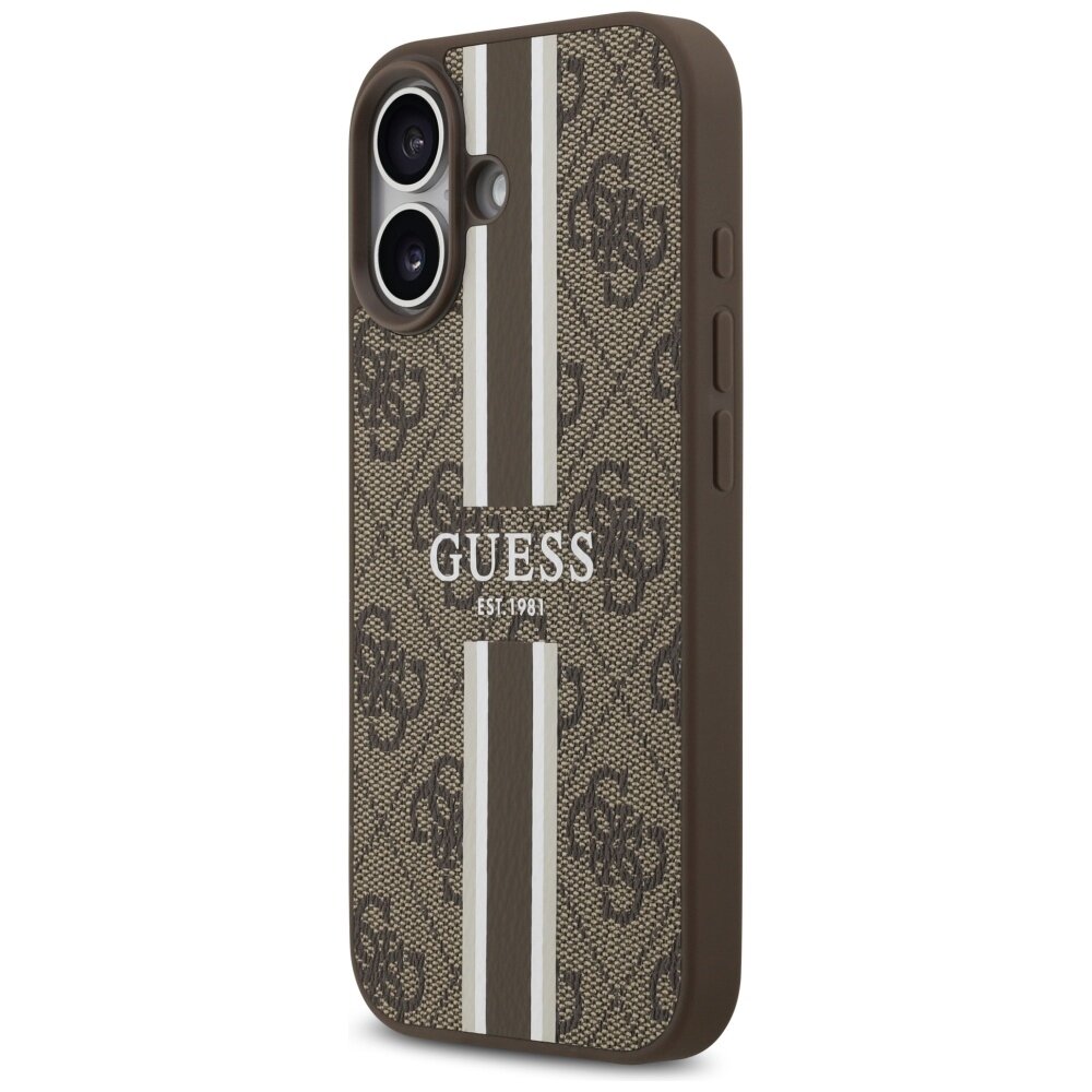 iPhone 17 Guess 4G Printed Stripes MagSafe dėklas – rudas 1