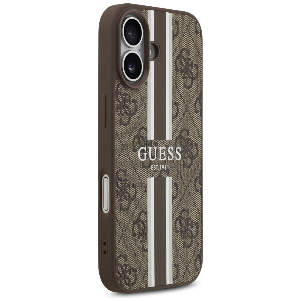 iPhone 17 Guess 4G Printed Stripes MagSafe dėklas – rudas 3
