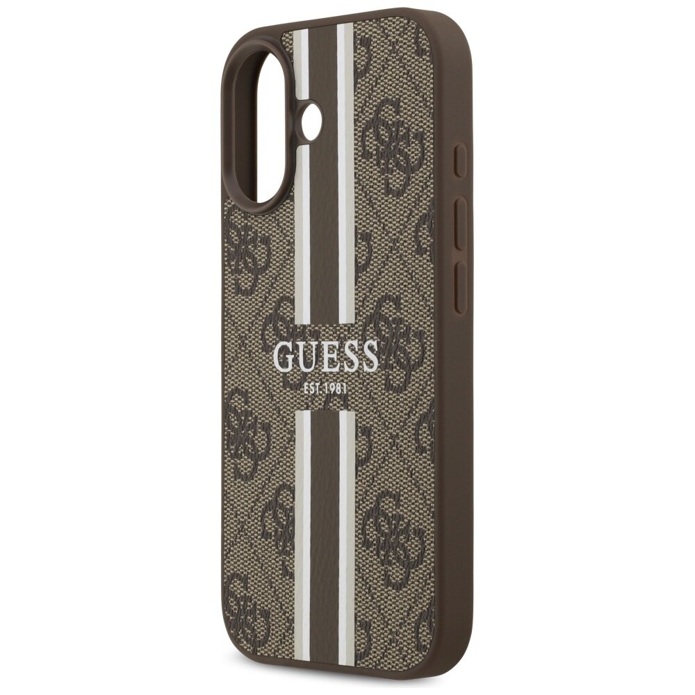 iPhone 17 Guess 4G Printed Stripes MagSafe dėklas – rudas 5