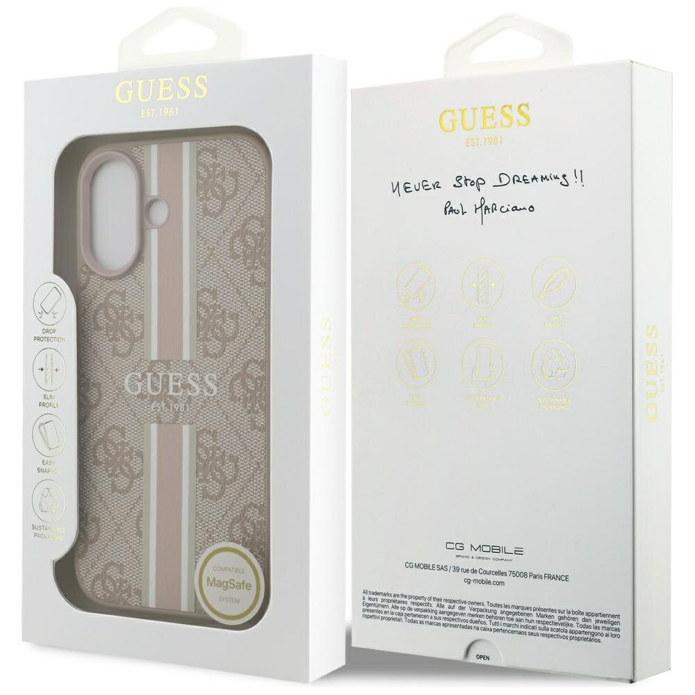iPhone 17 Guess 4G Printed Stripes MagSafe dėklas – rožinis 7
