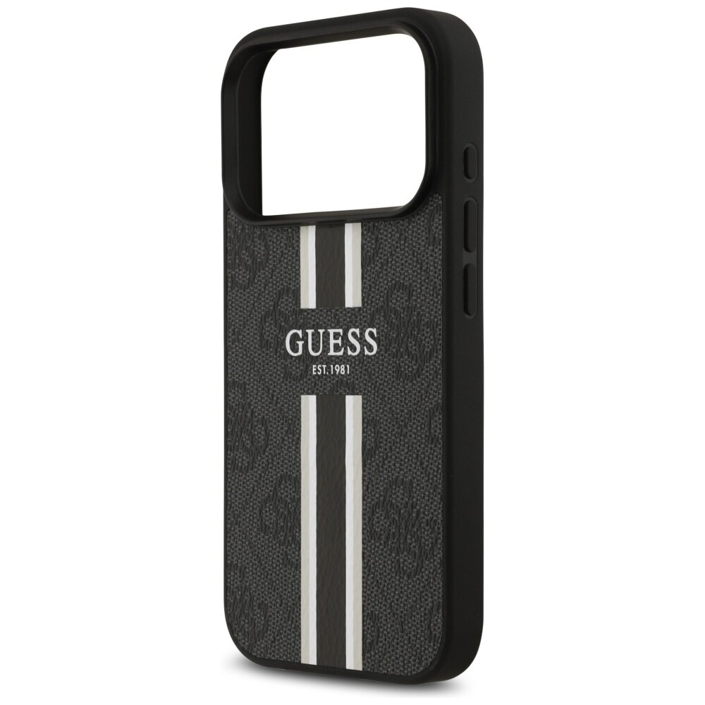iPhone 17 Pro Guess 4G Printed Stripes MagSafe dėklas – juodas 5