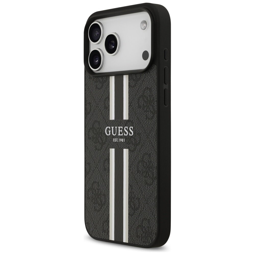 iPhone 17 Pro Max Guess 4G Printed Stripes MagSafe dėklas – juodas 1