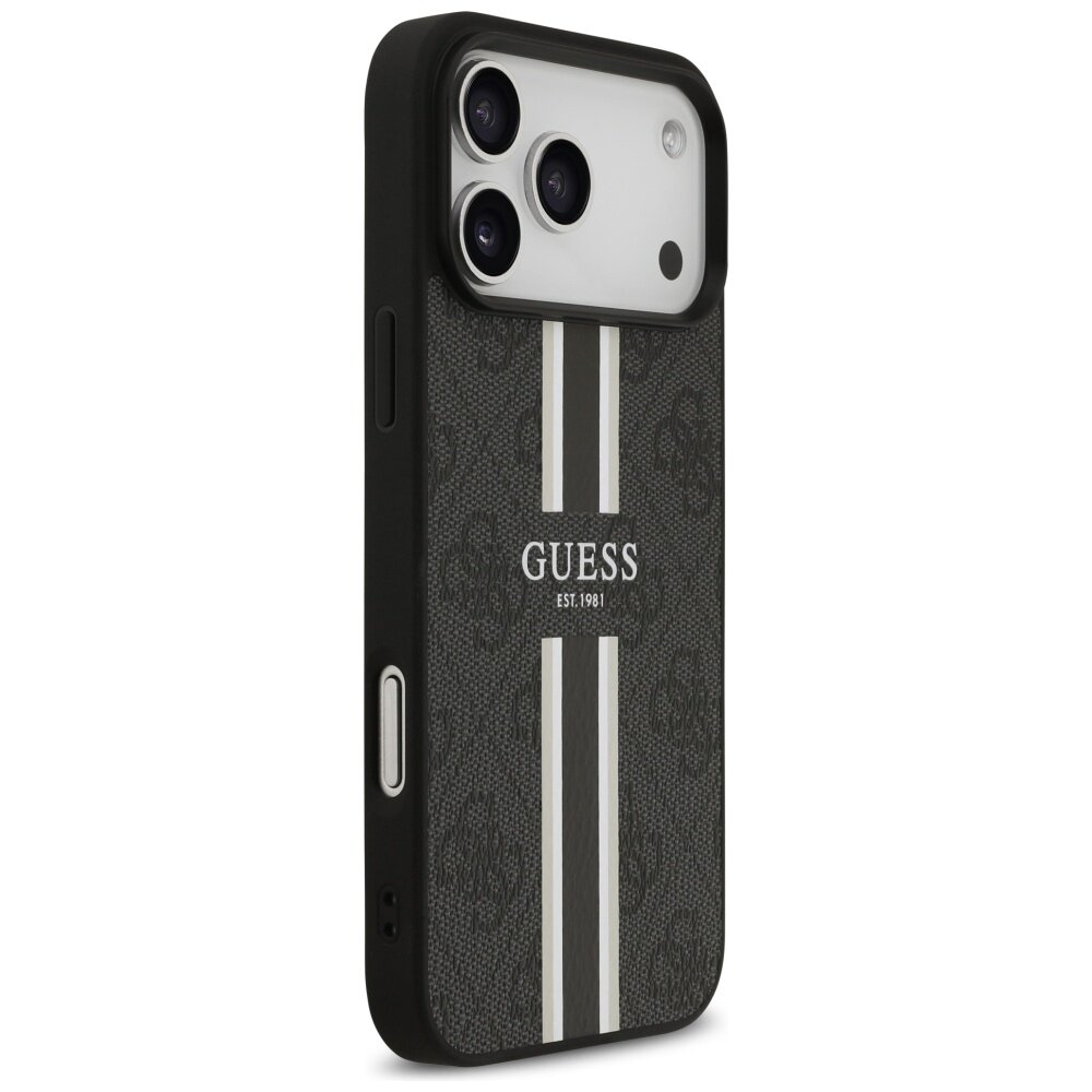 iPhone 17 Pro Max Guess 4G Printed Stripes MagSafe dėklas – juodas 3