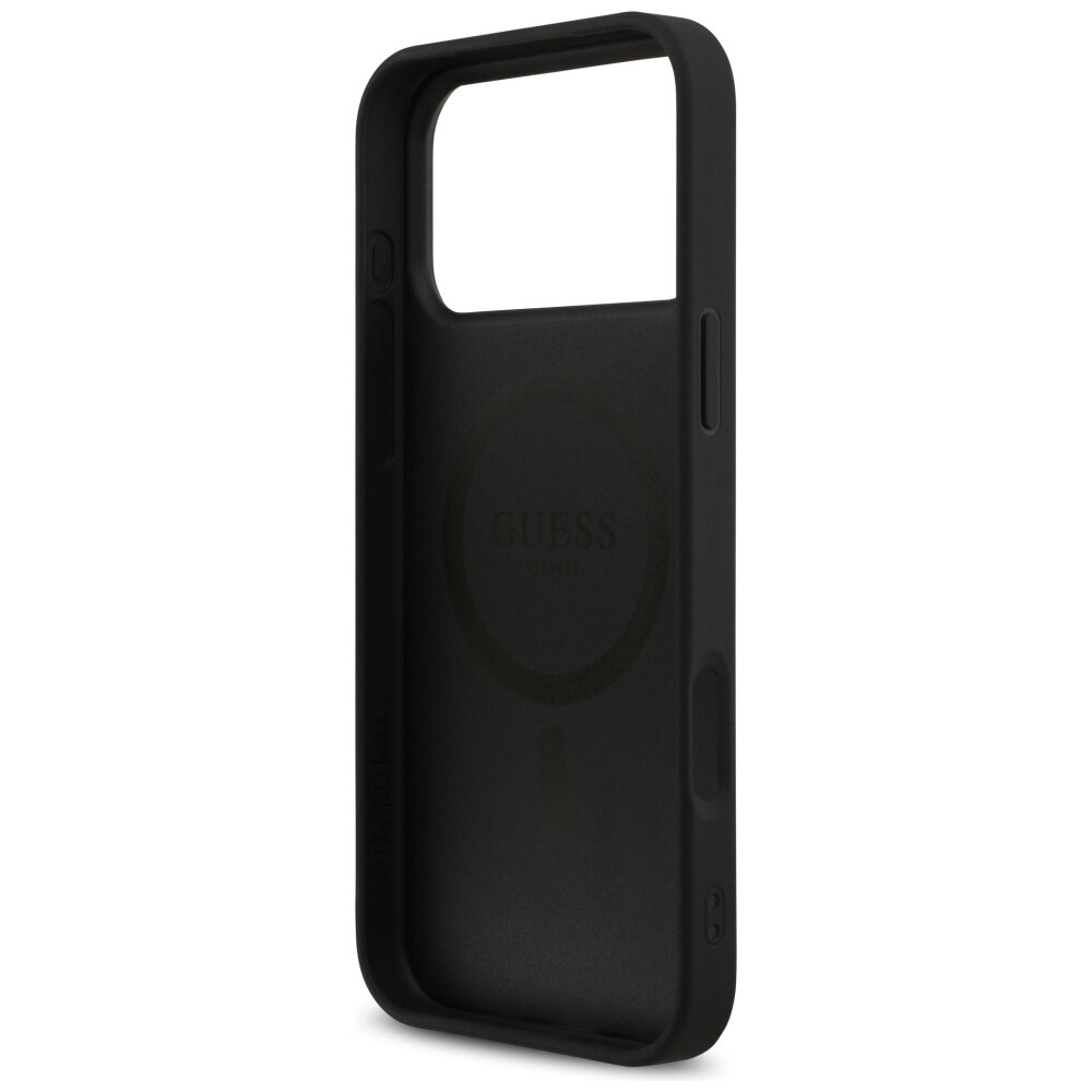 iPhone 17 Pro Max Guess 4G Printed Stripes MagSafe dėklas – juodas 6
