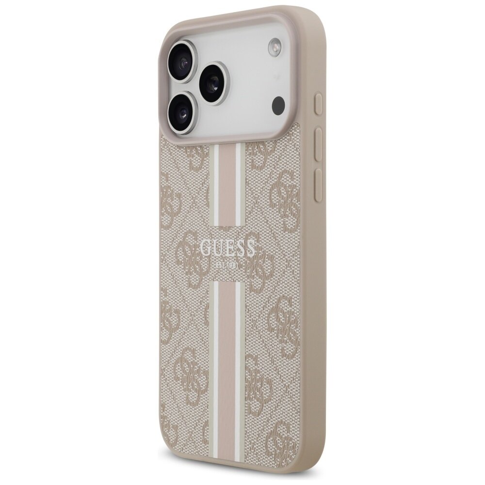 iPhone 17 Pro Max Guess 4G Printed Stripes MagSafe dėklas – rožinis 1