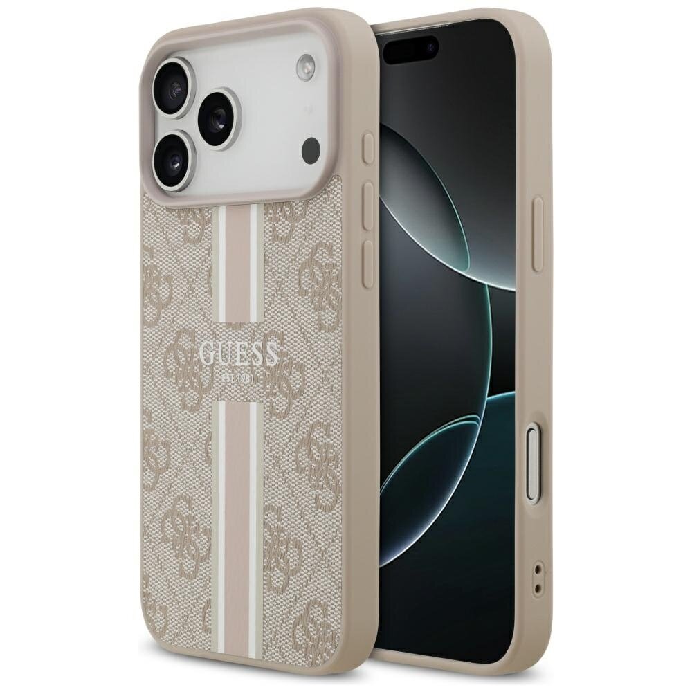 iPhone 17 Pro Max Guess 4G Printed Stripes MagSafe dėklas – rožinis iPhone 17 Pro Max Guess 4G Printed Stripes MagSafe dėklas – rožinis