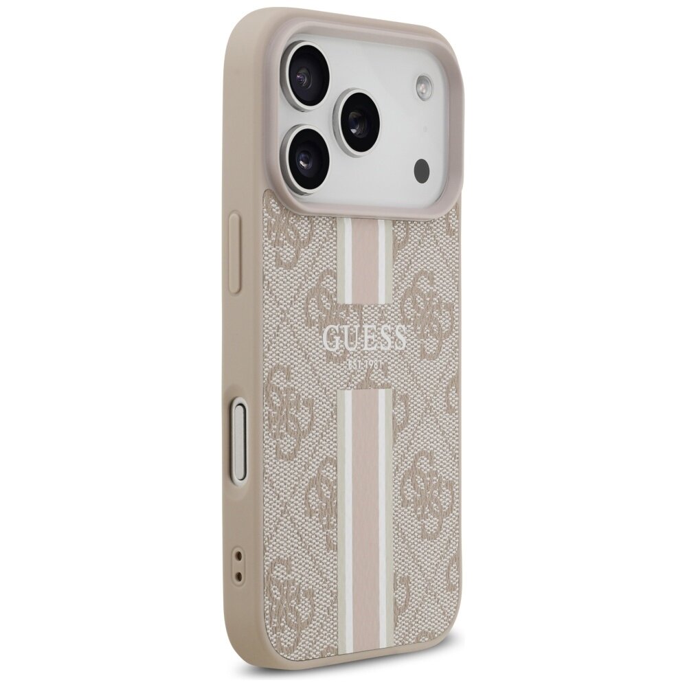 iPhone 17 Pro Guess 4G Printed Stripes MagSafe dėklas – rožinis 3