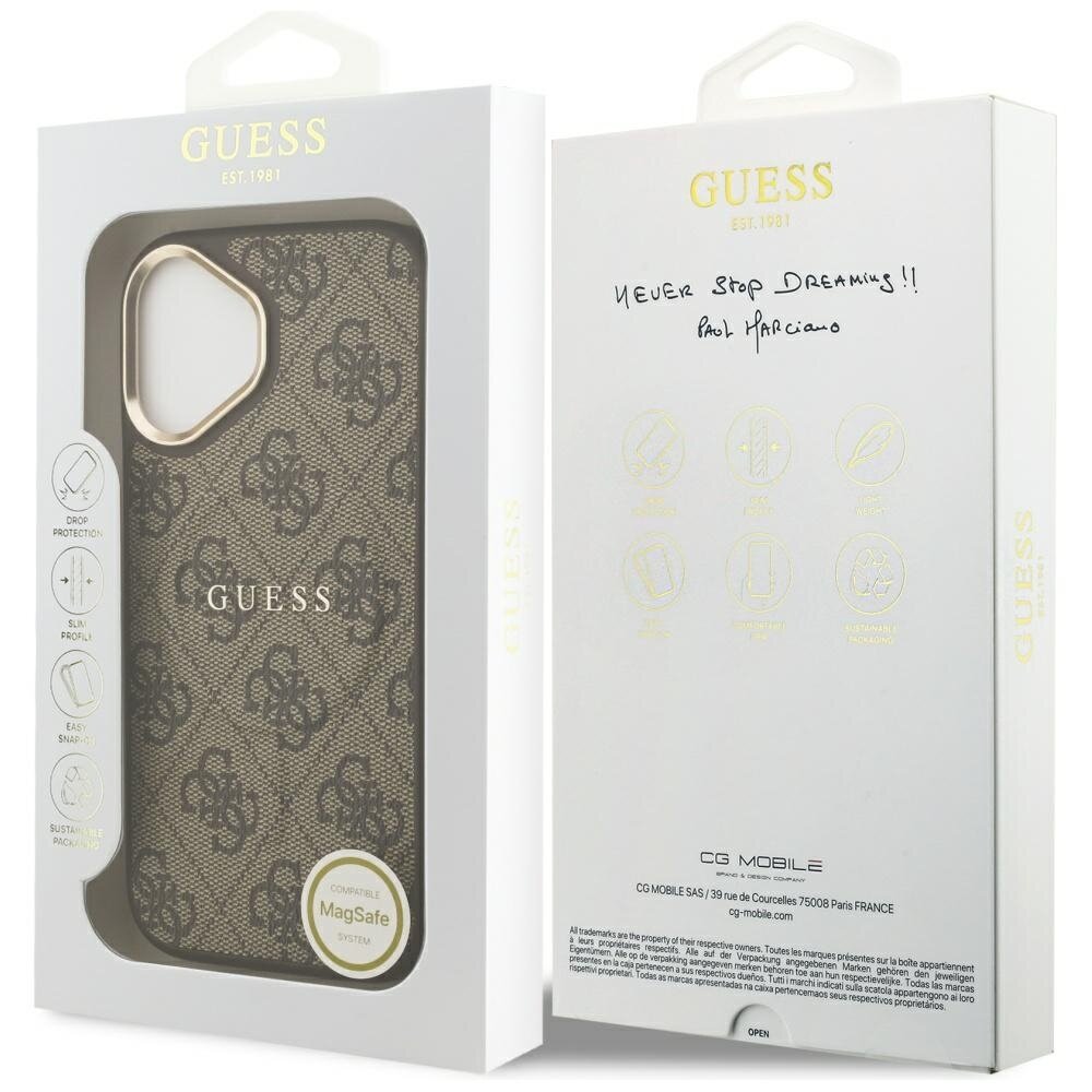 iPhone 17 Guess 4G PU Classic Logo MagSafe dėklas – rudas 7