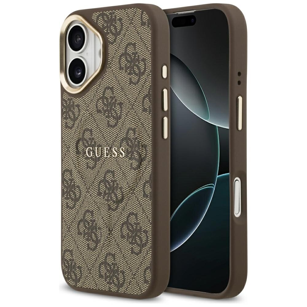 iPhone 17 Guess 4G PU Classic Logo MagSafe dėklas – rudas