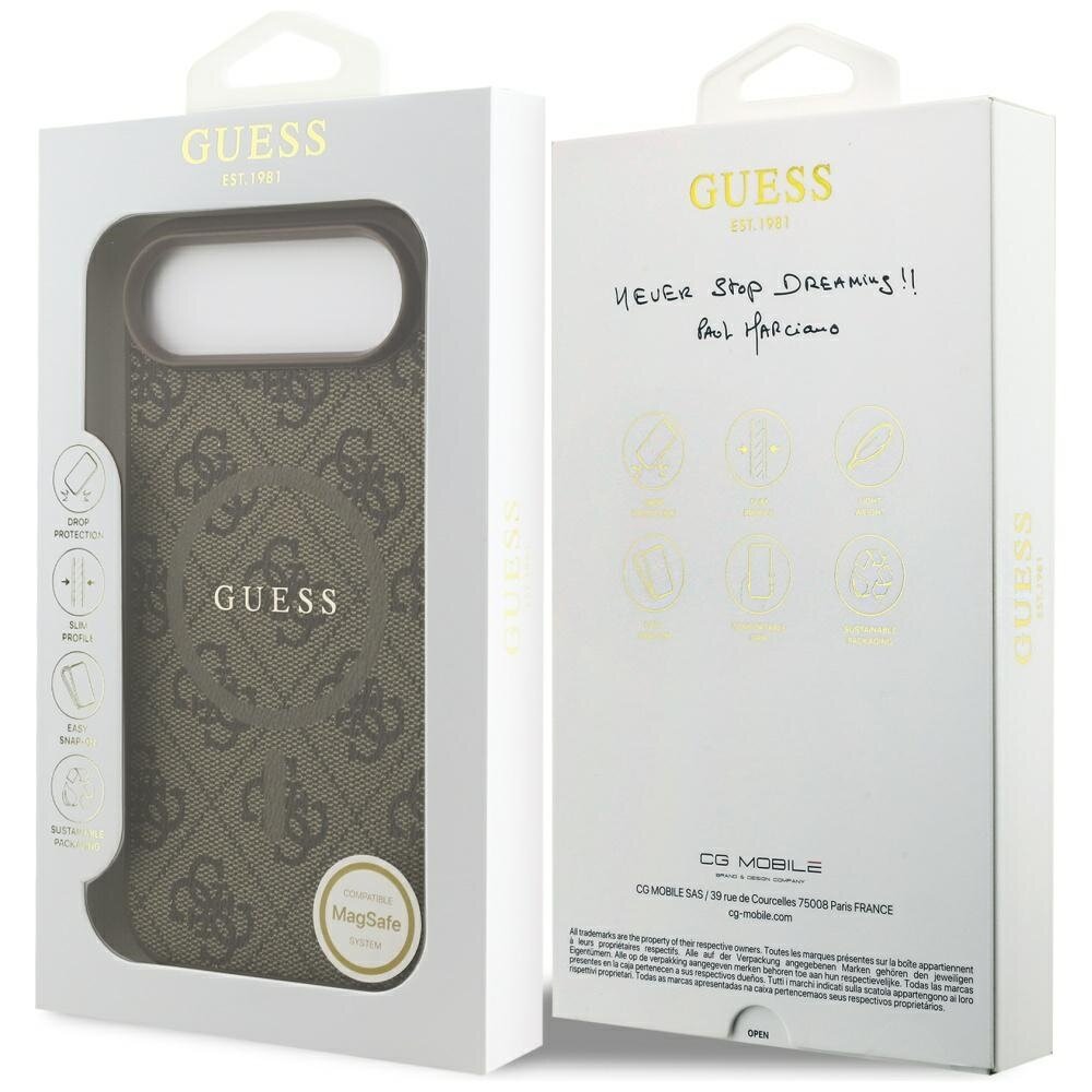 iPhone 17 Air Guess 4G Ring Classic Logo MagSafe dėklas – rudas 7