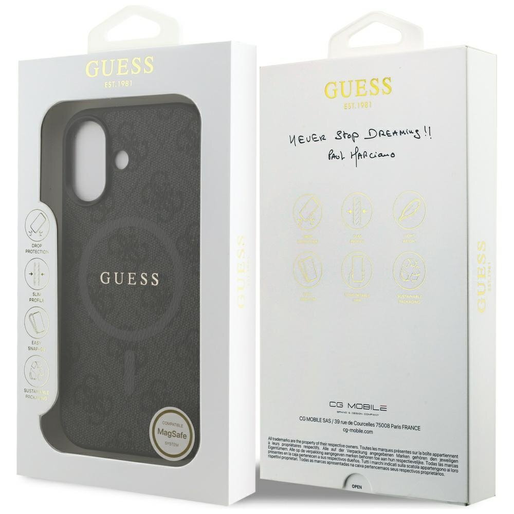 iPhone 17 Guess 4G Ring Classic Logo MagSafe dėklas – juodas 7