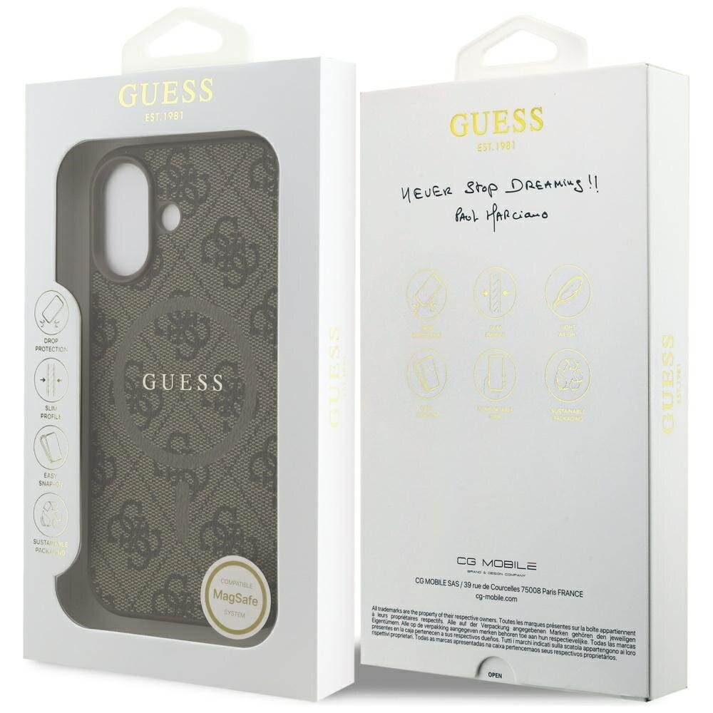 iPhone 17 Guess 4G Ring Classic Logo MagSafe dėklas – rudas 7