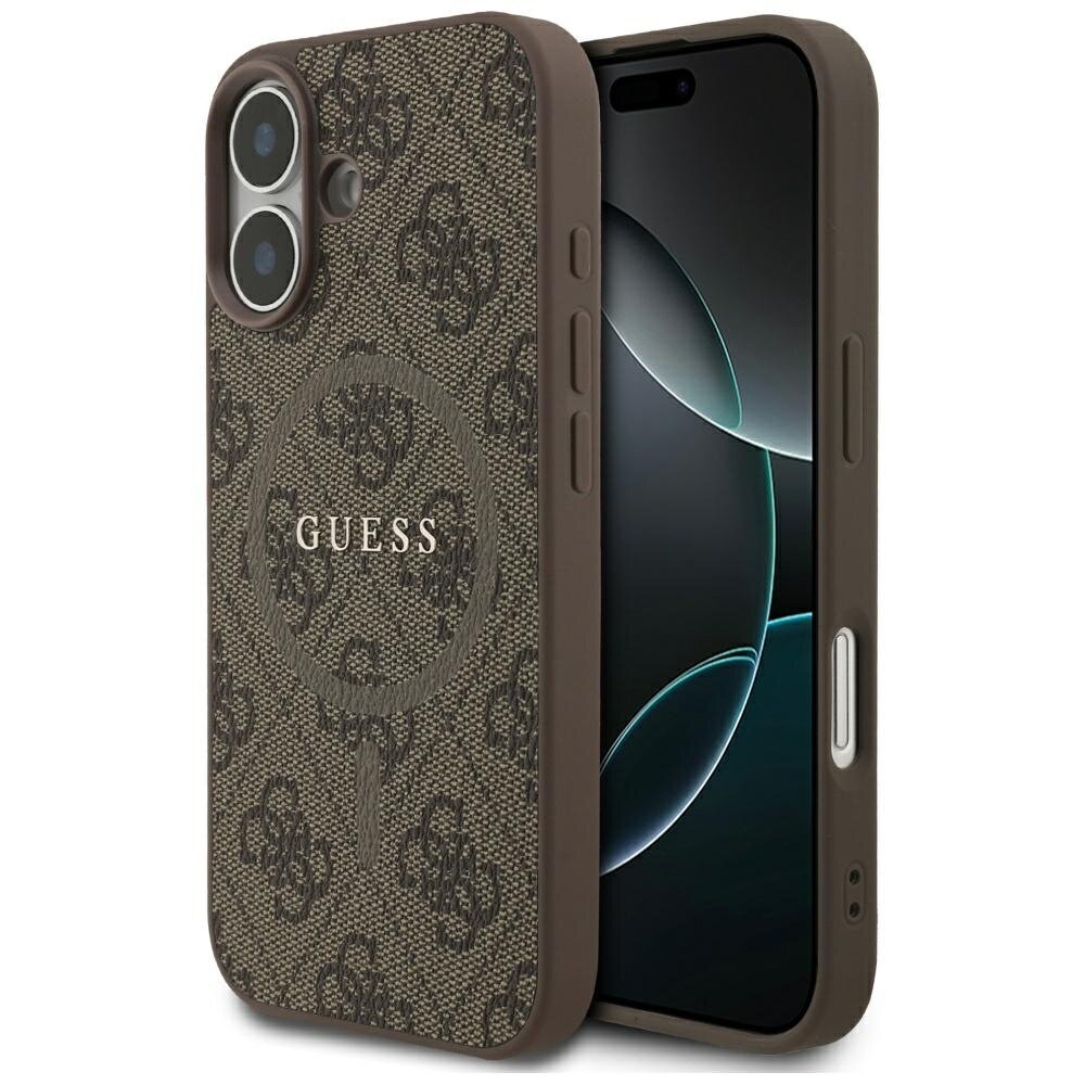 iPhone 17 Guess 4G Ring Classic Logo MagSafe dėklas – rudas