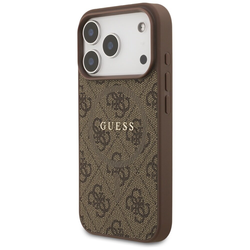 iPhone 17 Pro Guess 4G Ring Classic Logo MagSafe dėklas – rudas 1